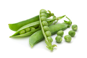 Fresh peas on white