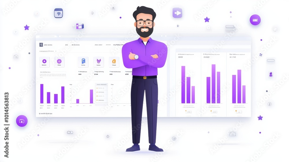 Poster modern flat design for project management interface