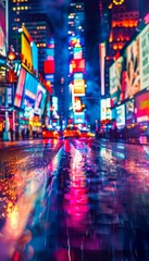 Captivating blurred lights of new york city at night  a colorful tapestry of urban energy