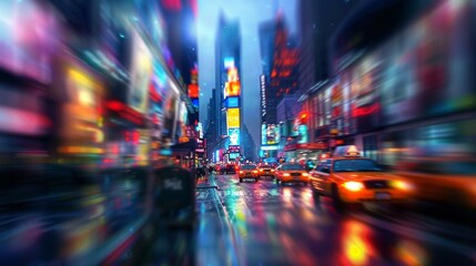 Obraz premium Vibrant night lights of new york city a captivating urban scene full of color and movement