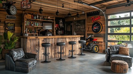 An innovative Mediterranean-style garage conversion into a lounge area