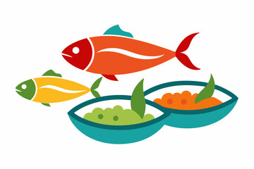 Fototapeta premium Fish Dishes Yú creative vector design 