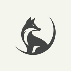 A simple fox silhouette logo with a half circle variation