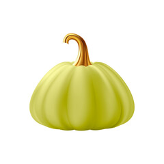 3d realistic pumpkin. Green pumpkin with golden stem.