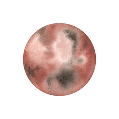 Fototapeta premium Space watercolor hand-drawn illustration with planet Mars