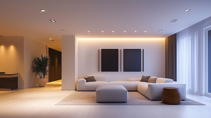 Modern Living Room Interior Design With White Sofa