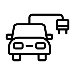 Electric car Vector Line Icon Design