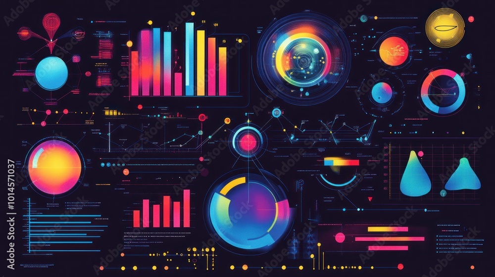 Poster Abstract Futuristic Digital Interface with Various Data Visualizations