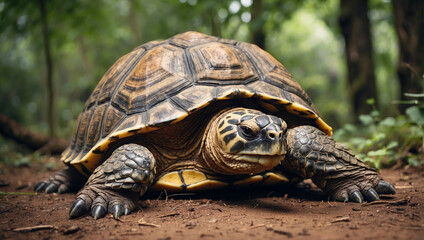 Obraz premium Large Tortoise Laying on the Ground