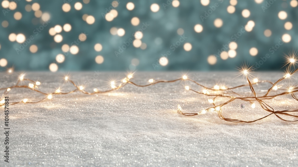 Aufkleber a string of lights is on the ground in front of a blue background. the lights are lit up and create 