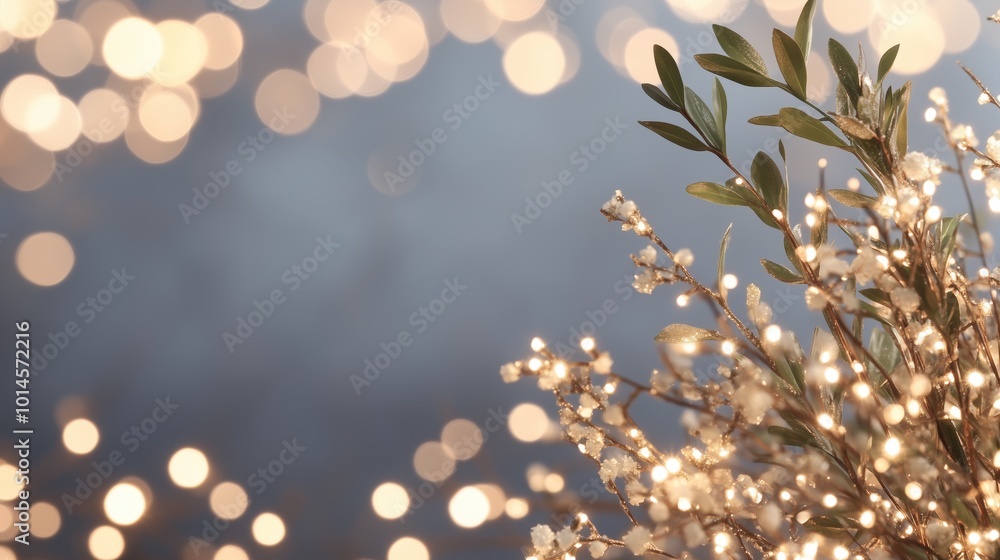 Poster a tree with lights on it is surrounded by blurry lights. the tree is the main focus of the image, an