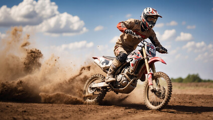 Low Angle Shot of a Dirt Bike Speeding