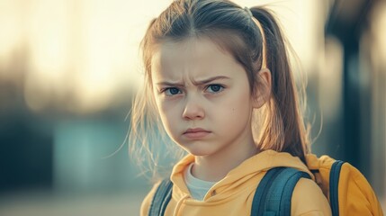 A sad girl intimidation moment on the elementary Age Bullying in Schoolyard