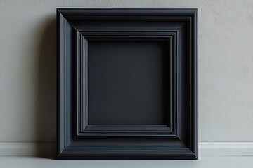 Empty photo frame with a matte black finish standing upright on a clean white background ready to hold a cherished photo
