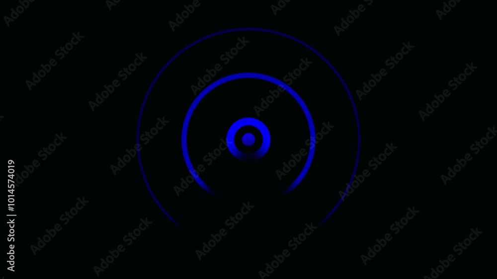 Poster blue light wave diffusion animation, isolated on transparent background. abstract background. digita