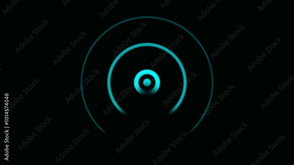 Poster blue light wave diffusion animation, isolated on transparent background. abstract background. digita