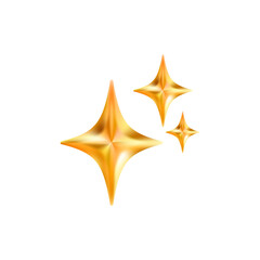 Gold star emoji icon. Glittering sparkle magic element.