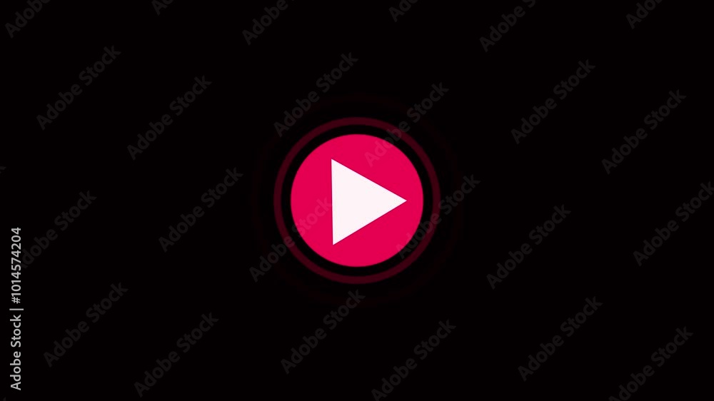 Poster video, audio neon play button icon animation. glowing play button animation. press to play. glowing 