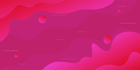 Pink geometric wave business banner design. Colorful creative banner design with wave shapes and stripes on the background. Simple horizontal banner.