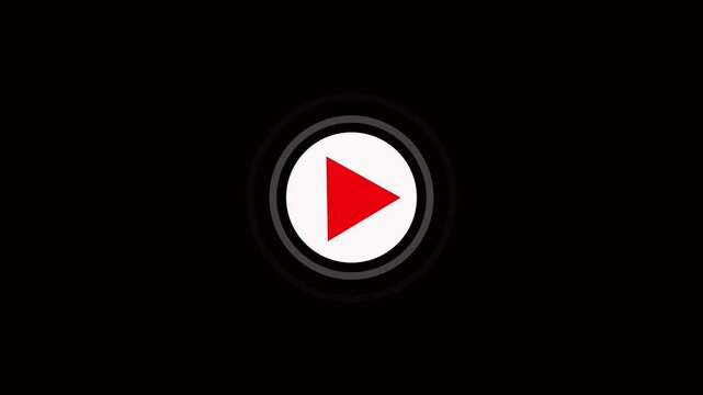 Video, audio neon play button icon animation. glowing play button animation. Press to play.  glowing play button animation. Press to play. On black background.Video, audio neon play button icon animat