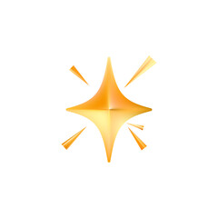 Gold star emoji icon. Glittering sparkle magic element.