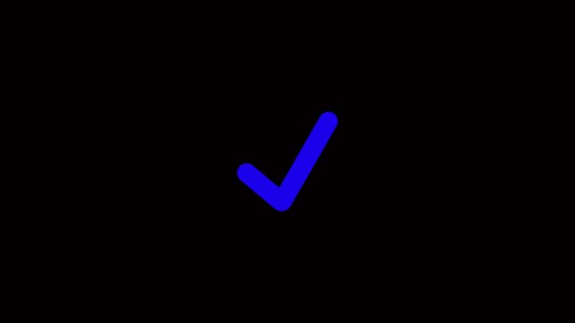 black checkmark animation and double check icon. Yes tick. Correct check mark symbol. Yes sign. Animation of neon check mark icon. cyan color tick mark icon animation. 
