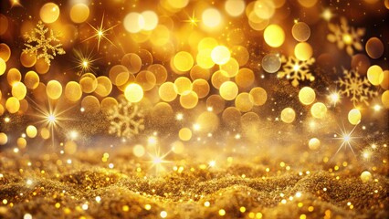 A Glittering Golden Landscape of Festive Lights and Sparkly Snowflakes