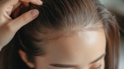 Fototapeta premium Hair loss problems before treatment hair transplantation, Asian women model