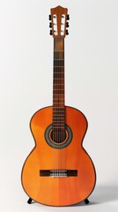 Naklejka premium Classic acoustic guitar, white background, 4K hyperrealistic photo