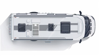 White Camper Van Viewed From Directly Above