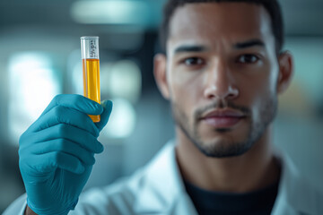 Close-up of a Scientist Holding a Test Tube in a Laboratory