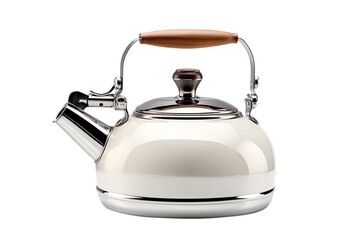 Teapot stainless steel with whistle isolated on transparent background