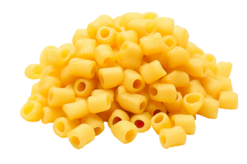 Uncooked elbow macaroni isolated on transparent background
