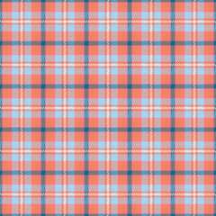 Ethnic check fabric pattern, everyday textile texture vector. Paint background plaid seamless tartan in cyan and red colors.