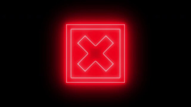Neon red wrong icon with looping animation	