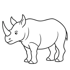 Fototapeta premium Simple and cute rhinoceros line art for kids to color and enjoy fun learning through art