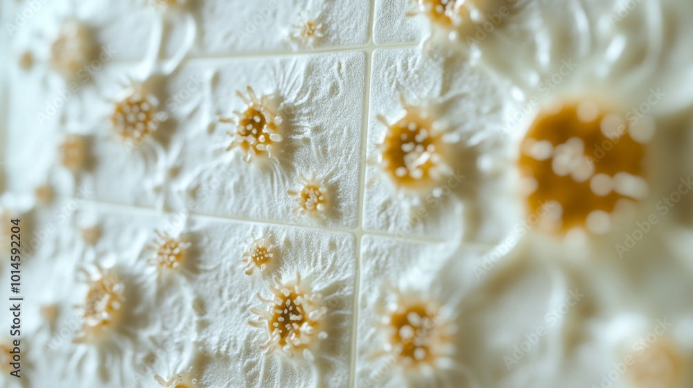 Poster abstract pattern of virus cells on white surface.