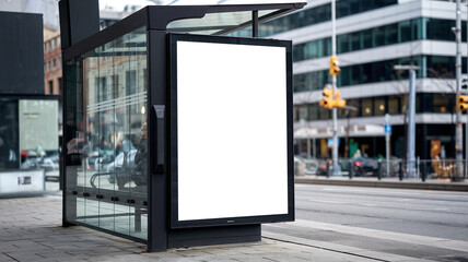 Fototapeta premium Street Outdoor Glued Poster Advertising Billboard Mockup Template Bus Stop