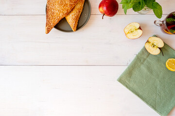 Puff pastry with apples, space for text