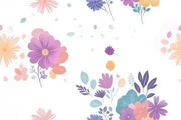 A vibrant floral pattern featuring colorful flowers and leaves, perfect for spring-themed projects and backgrounds.