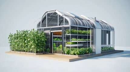 Fototapeta premium Modern Greenhouse with Plants and Vegetables.