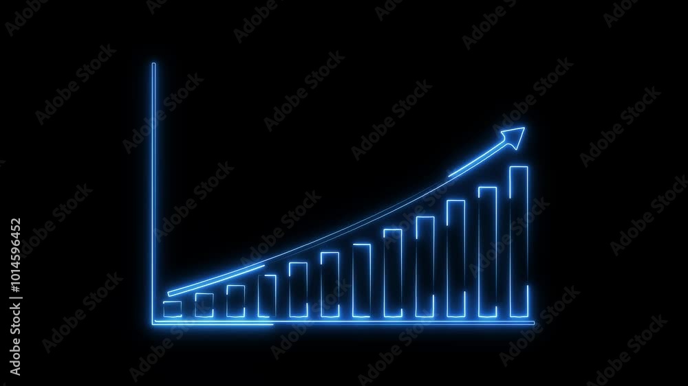 Aufkleber neon business graph animation increased. 12 graph bar animation increased.