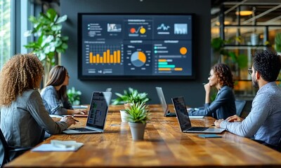 Business Meeting with Data Visualization