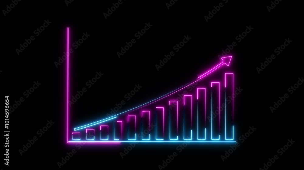 Aufkleber neon business graph animation increased. 12 graph bar animation increased.
