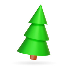 3d realistic Christmas tree. Vector illustration. Green Christmas tree 3d design element for New Year's holiday decor