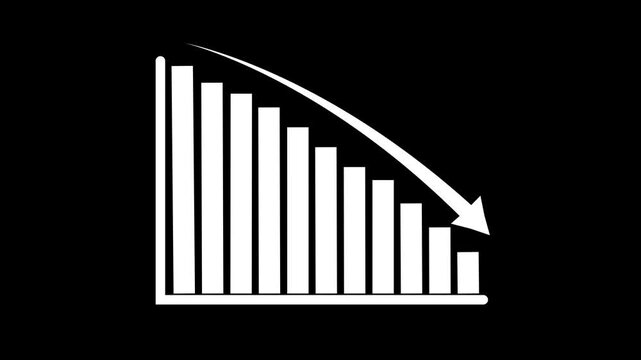 Abstract decreasing business graph chart animation background