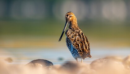 Common Snipe (Gallinago gallinago) is a bird that lives in wetlands and feeds on aquatic invertebrates. It is a common species in Turkey.