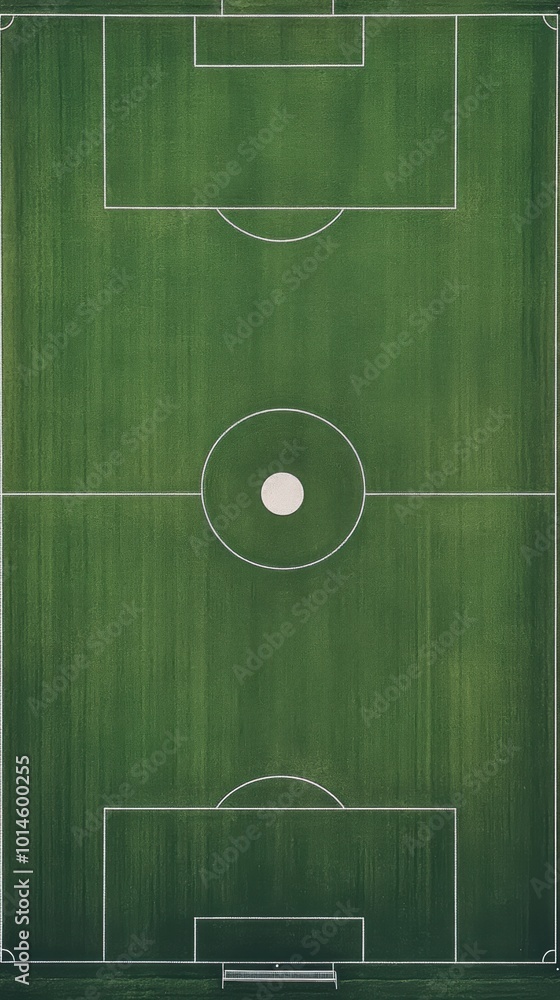 Poster minimalist football on an unmarked field, simplicity in design, emphasizing the essence of the game 
