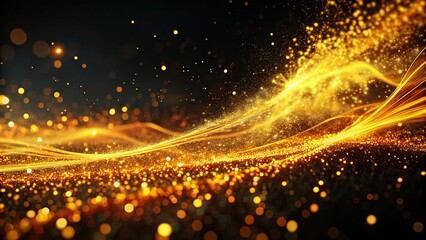 Vibrant yellow and orange lights dance through the darkness, leaving behind beautiful traces that evoke a sense of