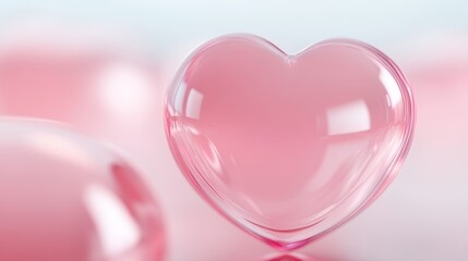 A heart made of clear plastic is surrounded by other hearts